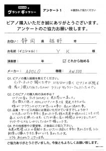 静岡県裾野市K様への納品　APOLLO　AW500　アンケート